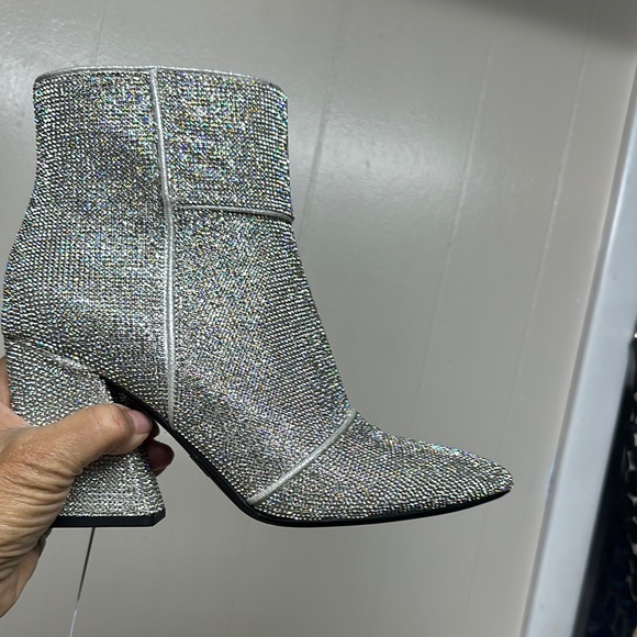A New Day Silver Heeled Boots with Shimmering Rhinestones - Picture 12 of 16